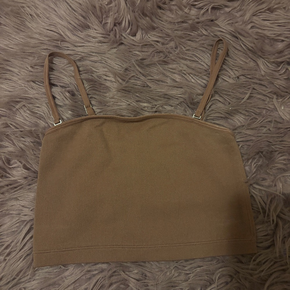 Abercrombie & Fitch Soft Seamless Brown Tube Top With Removable Straps